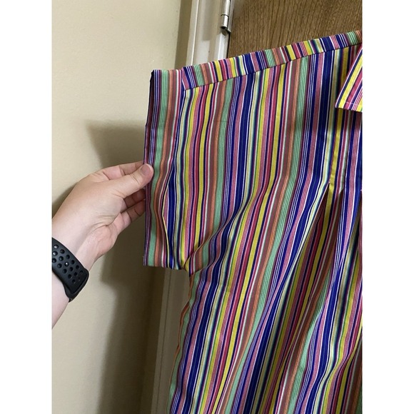 BLAIR Women's Vintage Multicolor Rainbow Striped Button Up Shirt - Size Medium - Picture 4 of 8